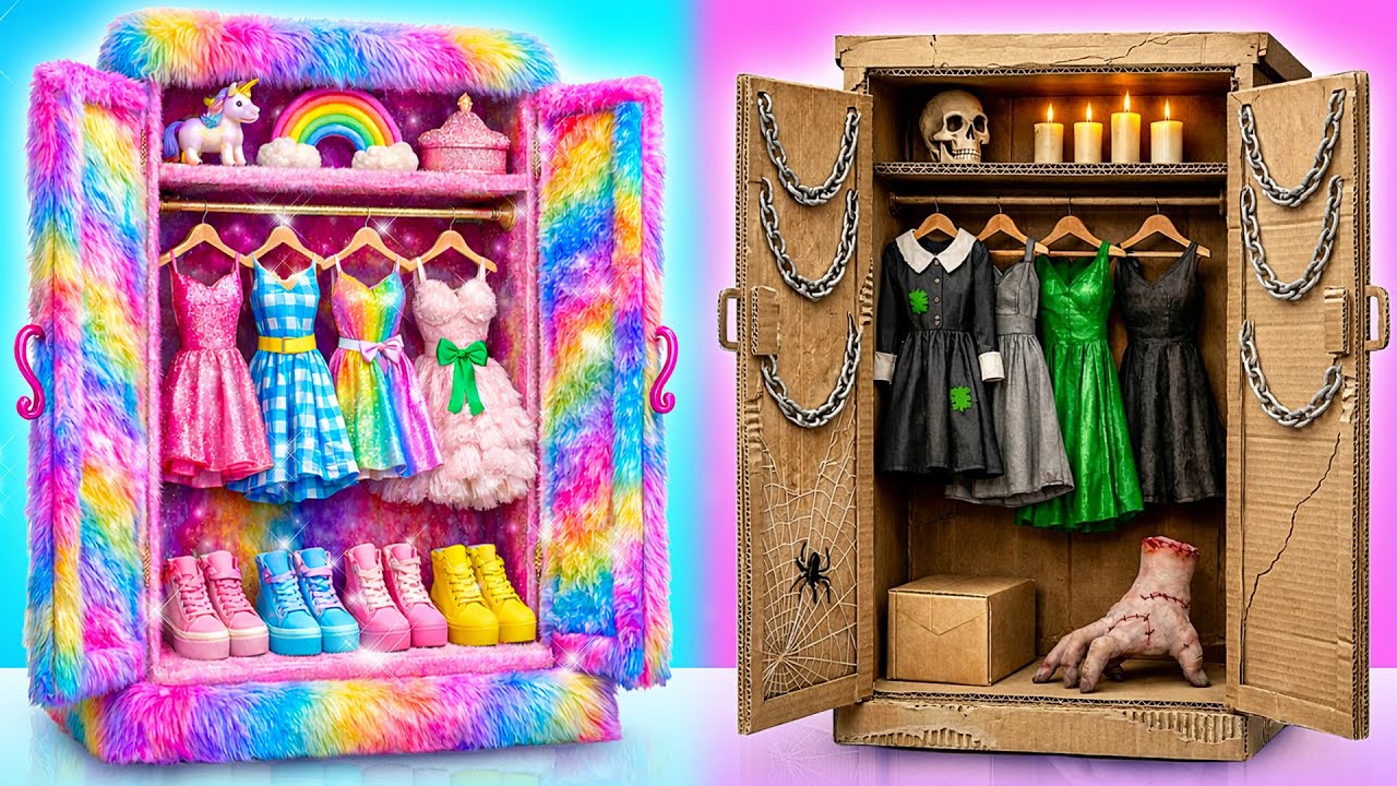 Строим Удивительный Кукольный Домик | Радужный Пушистый vs Картонный Челлендж от Multi DO Girls