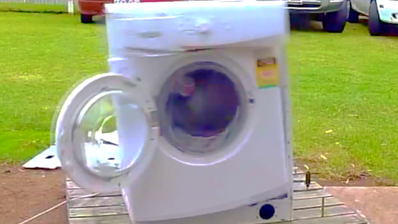 Washing machine explodes in super slow motion