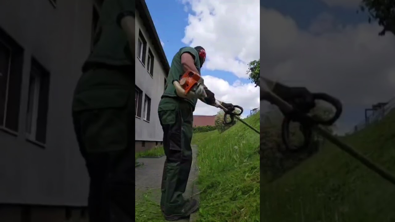 „Grünpflege am Hang – saubere Arbeit mit dem Freischneider“