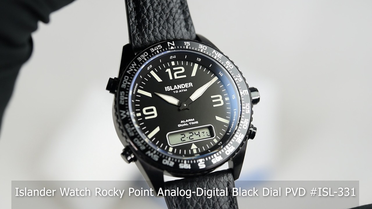 Islander Watch Rocky Point Analog-Digital Black Dial PVD #ISL-331