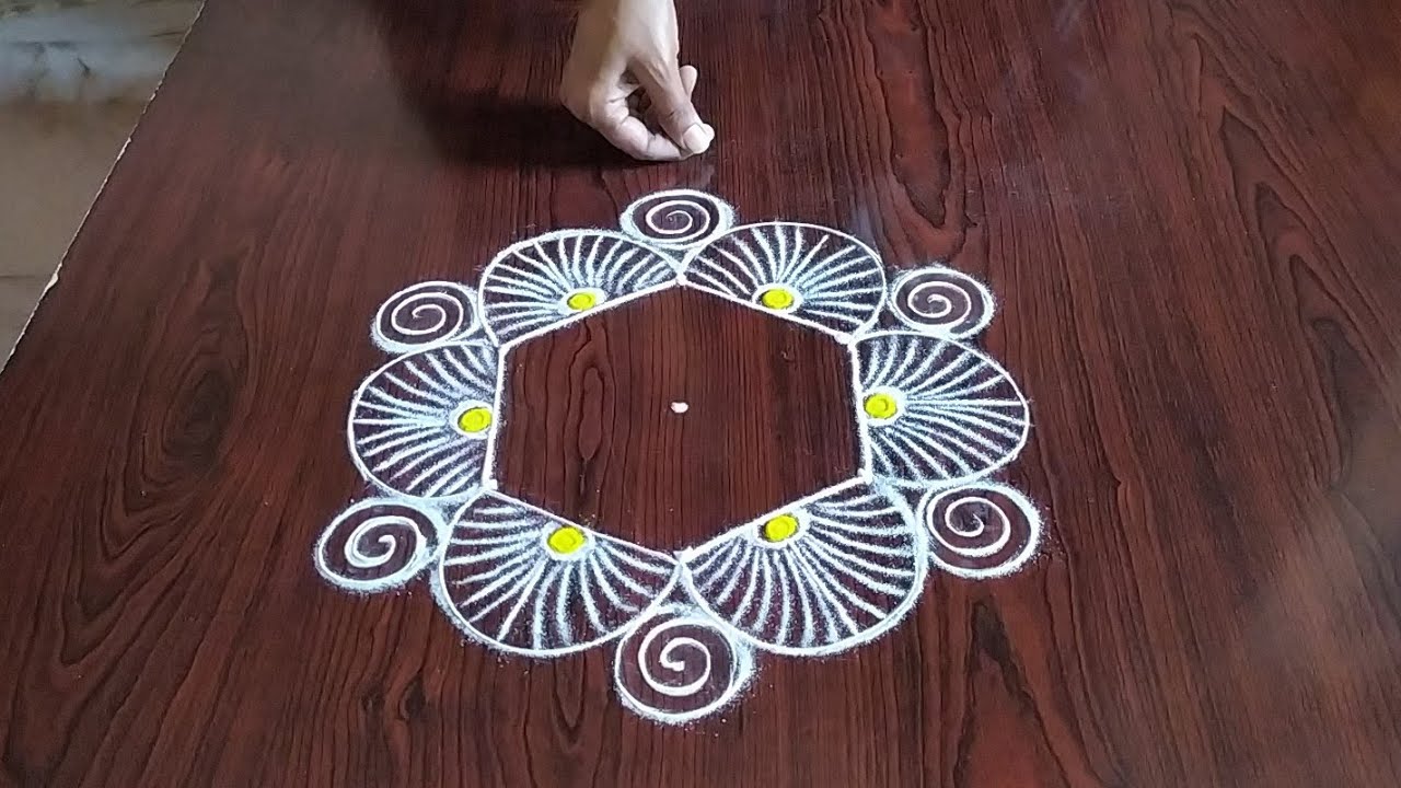 2 Beautiful Daily traditional rangoli only (3) dot's