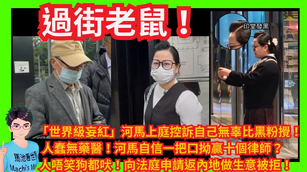 過街老鼠！「世界級妄紅」河馬上庭控訴自己係無辜比黑粉攪！｜人唔笑狗都吠！向法庭申請返內地做生意被拒！｜人蠢無藥醫！河馬自信一把口拗贏十個律師？｜責罵警方唔拉黑粉｜不自量力！仍相信自己逢凶化骨唔會坐監！