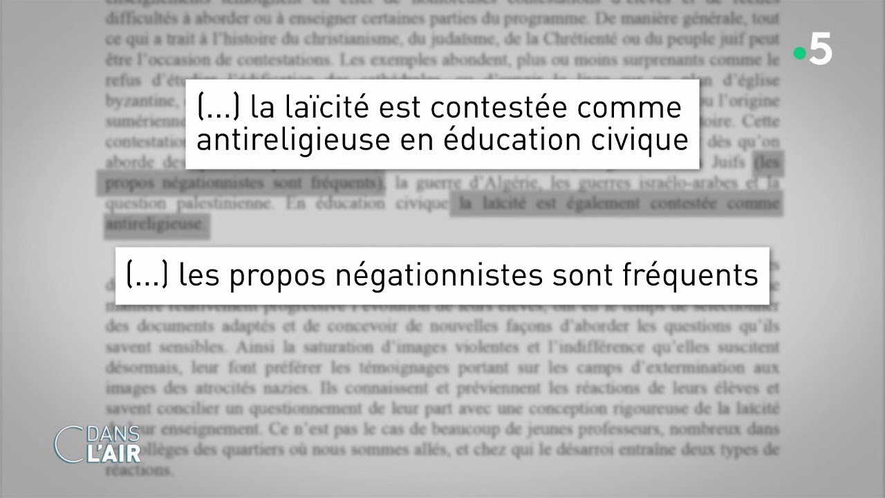 Les atteintes &agrave; la la&iuml;cit&eacute; &agrave; l'&eacute;cole - Reportage #cdanslair 21.10.2020