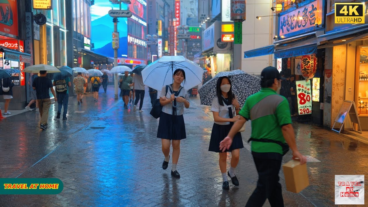 4K HDR Japan travel 2025 | Heavy Rain Walk in Shibuya (渋谷) Tokyo Japan | Relax Natural City ambience