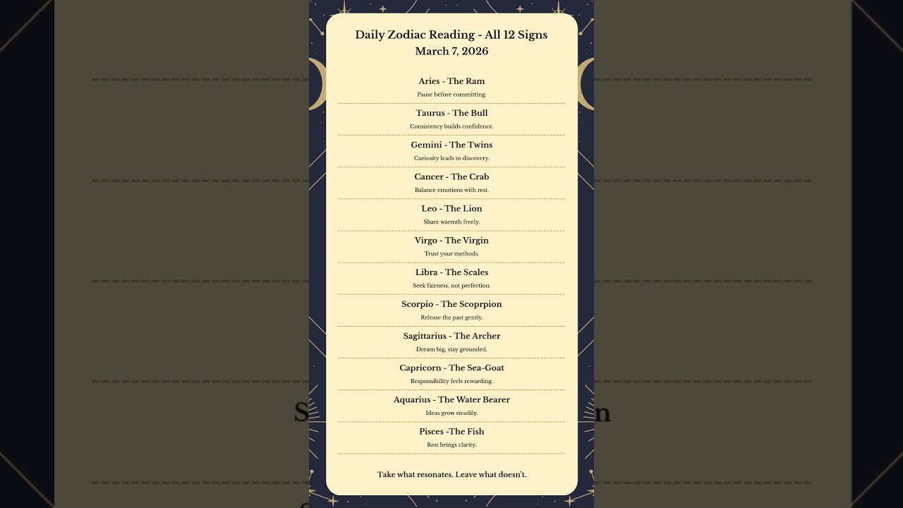 Daily Horoscope Today &ndash; All 12 Zodiac Signs  March 7, 2026
