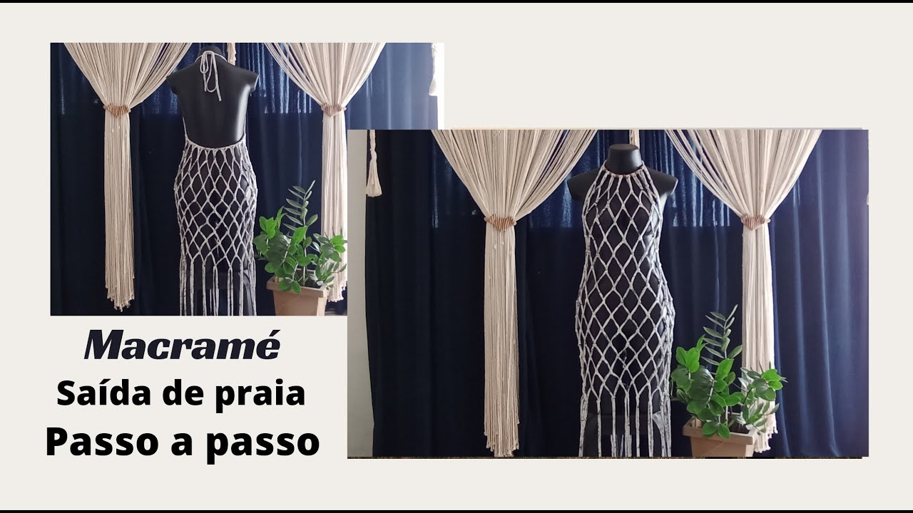 MACRAMÉ - Saída de praia passo a passo com nó gravata