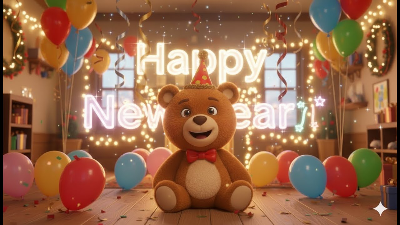 New Year Teddy Dance 🐻🎉 | Happy New Year Cartoon Song for Kids 