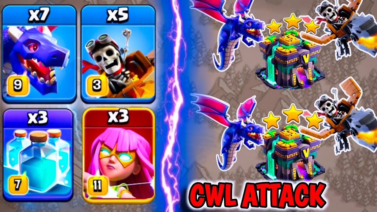 Cwl Attack ! Dragon + Dragon Rider Attack TH14 -TH14 Dragon Rider Attack Strategy ! Th14 Sui lalo