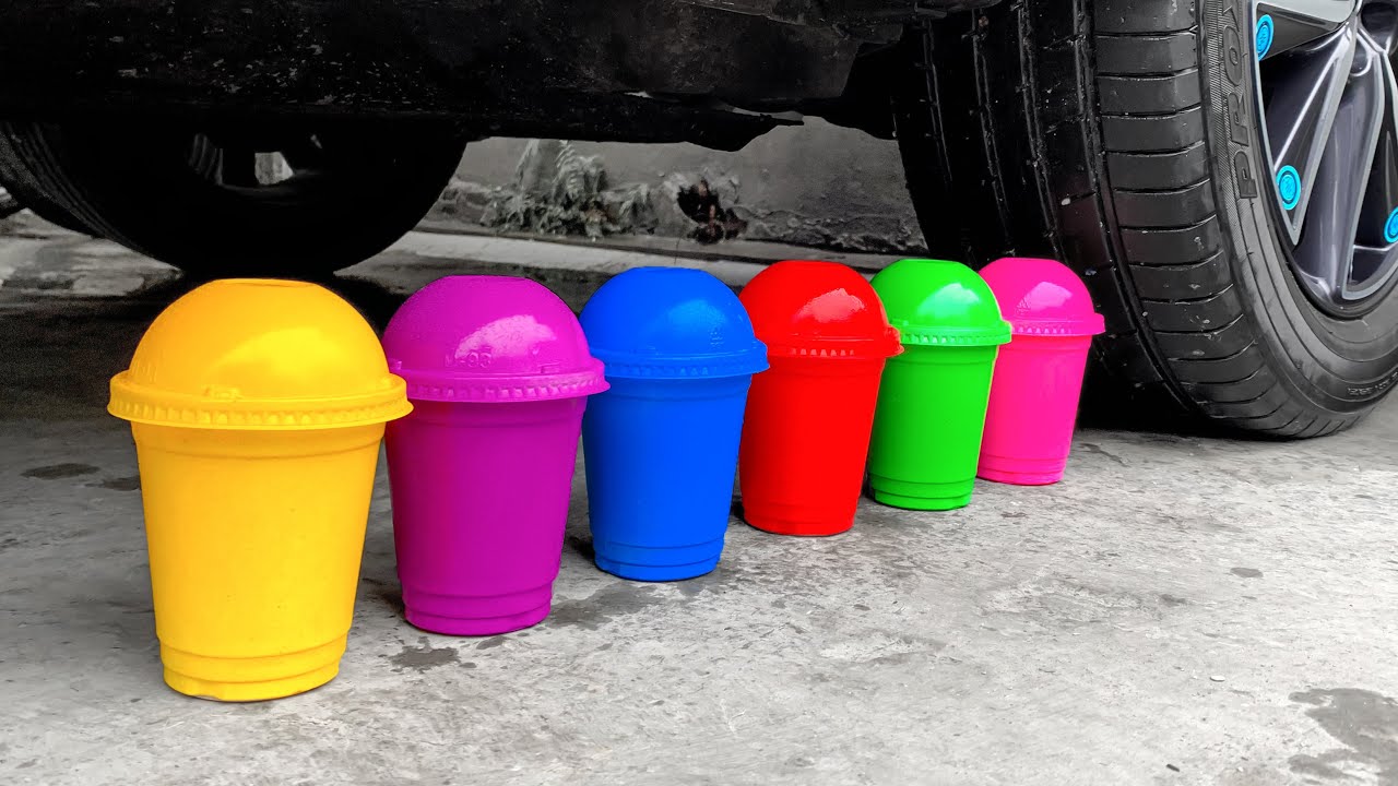🥤 Experiment Plastic Cup vs Car | Crushing Crunchy & Soft Things with Car ASMR! HP Crunchy