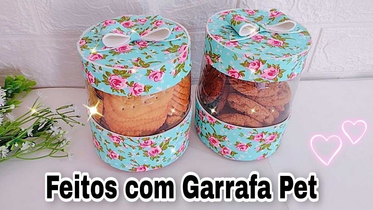 DIY - PORTA BISCOITOS COM GARRAFA PET RETALHOS E EVA.❣️