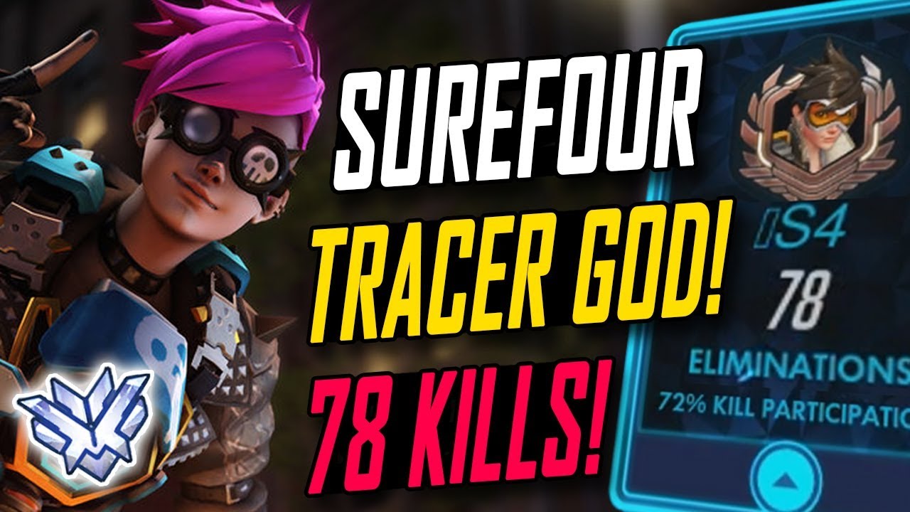 WHEN SUREFOUR CARRY TRACER - 78 KILLS! [ OVERWATCH TOP 500 SEASON 5 ]