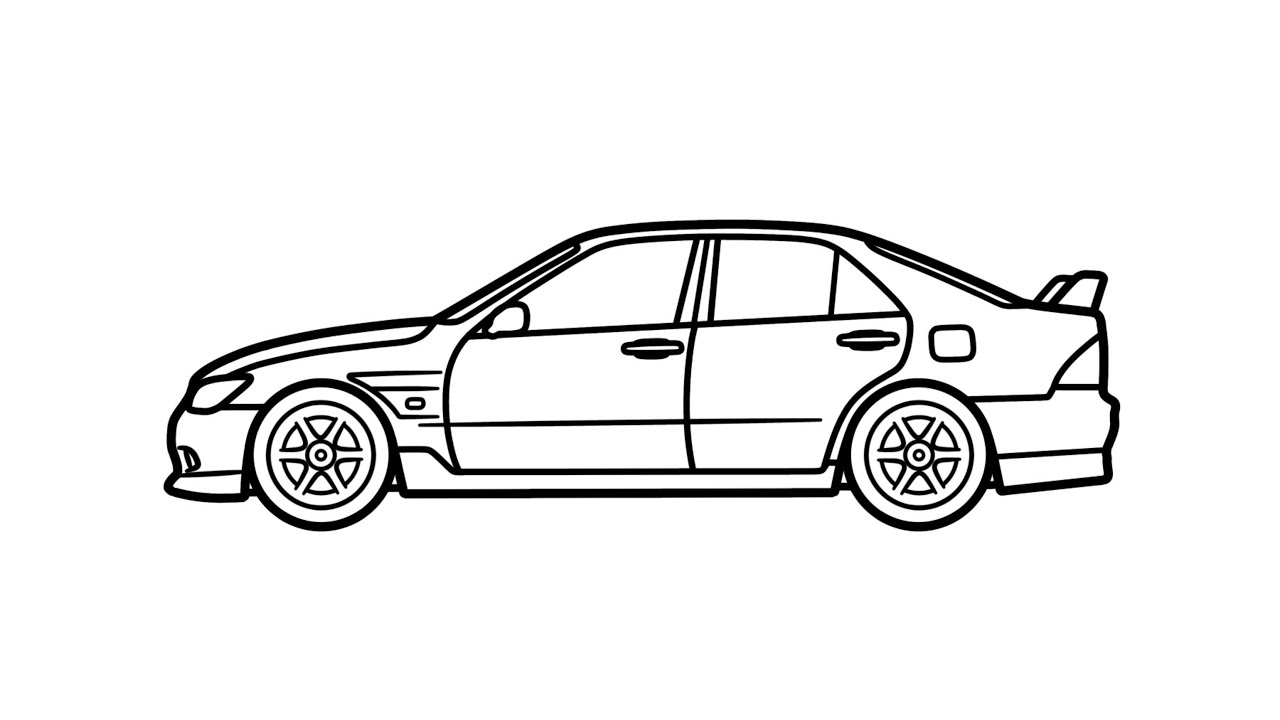 How to draw a TOYOTA ALTEZZA easy / Drawing lexus is200 car from the side