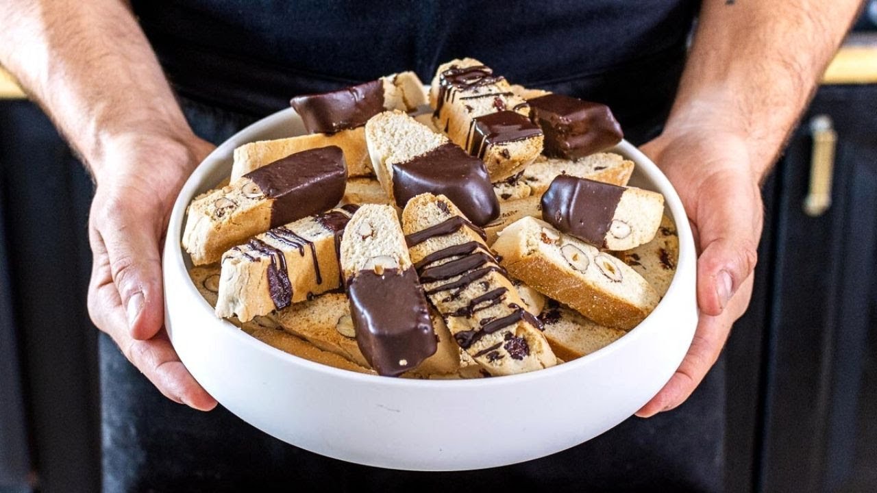 VEGAN BISCOTTI 3 ways: Almond, Chocolate + Cranberries, and dipped in melted chocolate.
