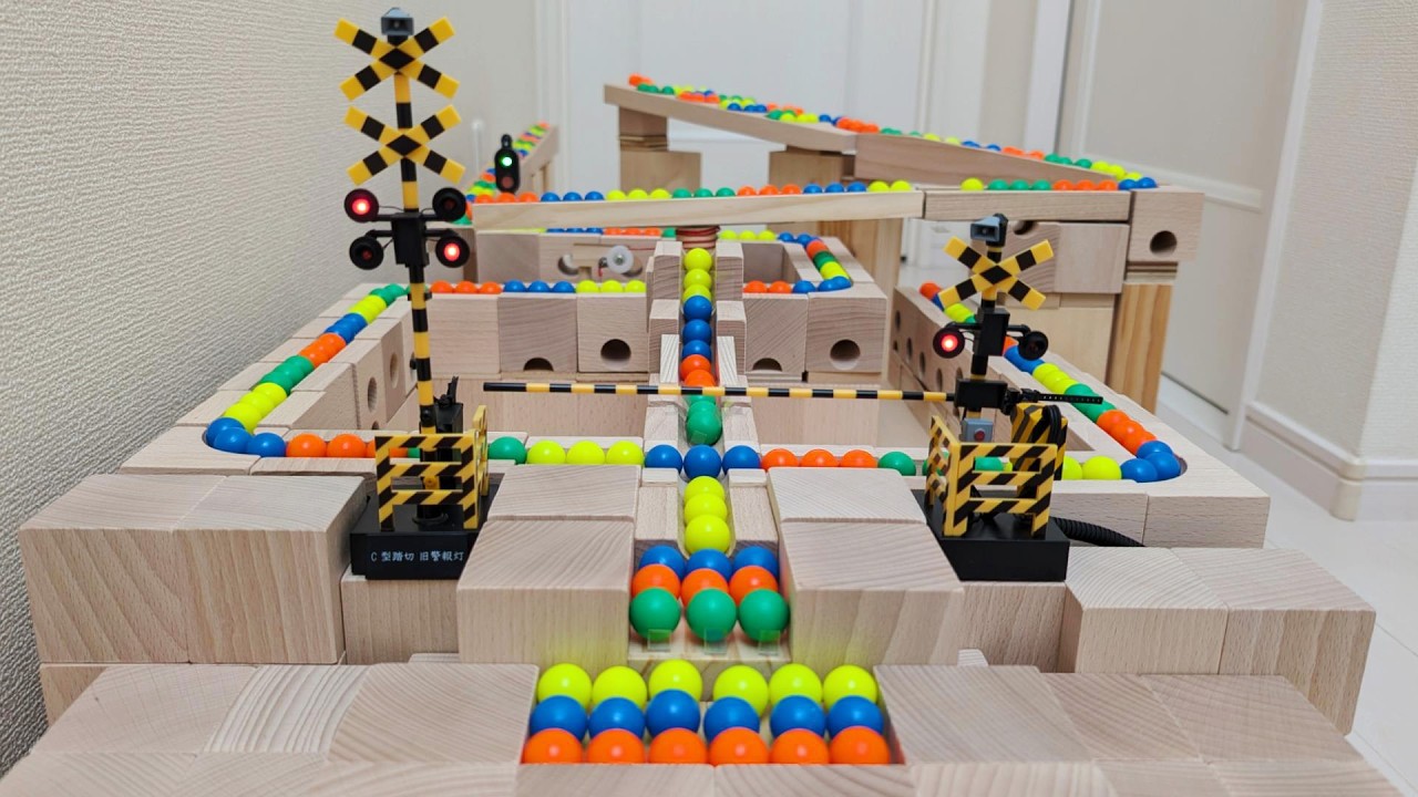 マーブルランレース☆ヘンテコな踏切＋旋回橋＋ししおどしトレイ＋HABA＋キュボロ