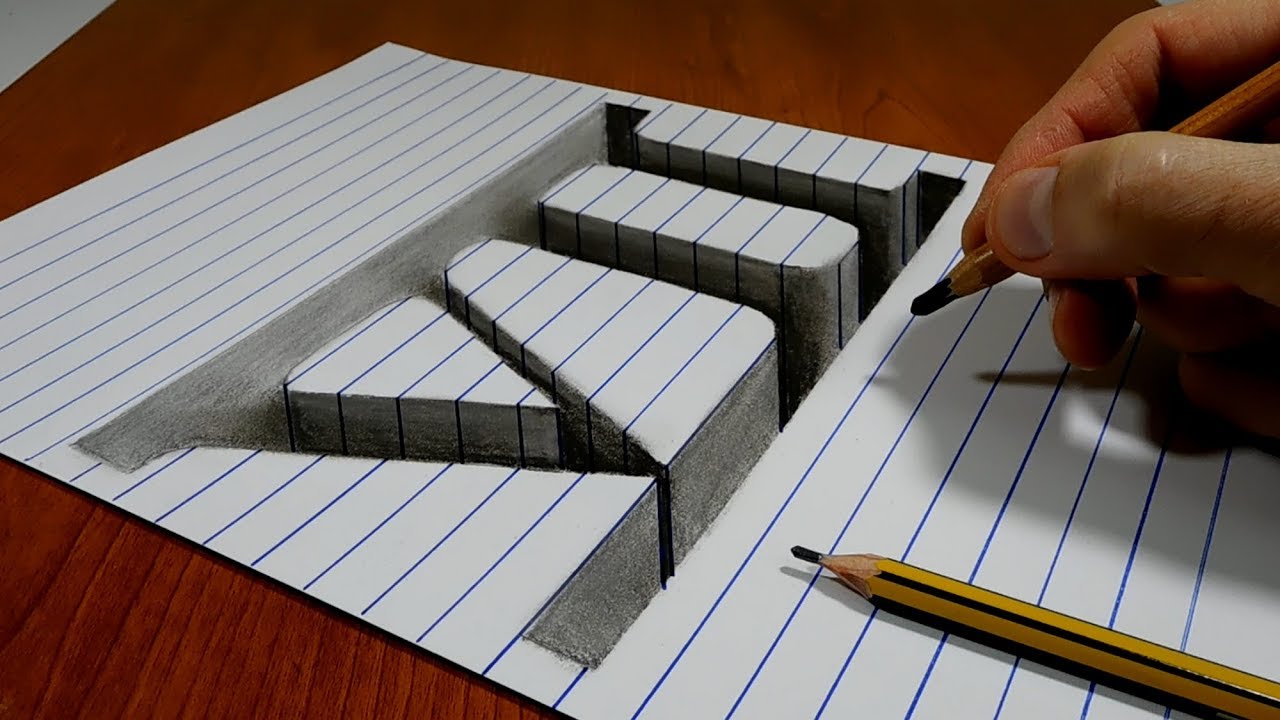 3D Trick Art On Line Paper, Hole Roman numbers VII