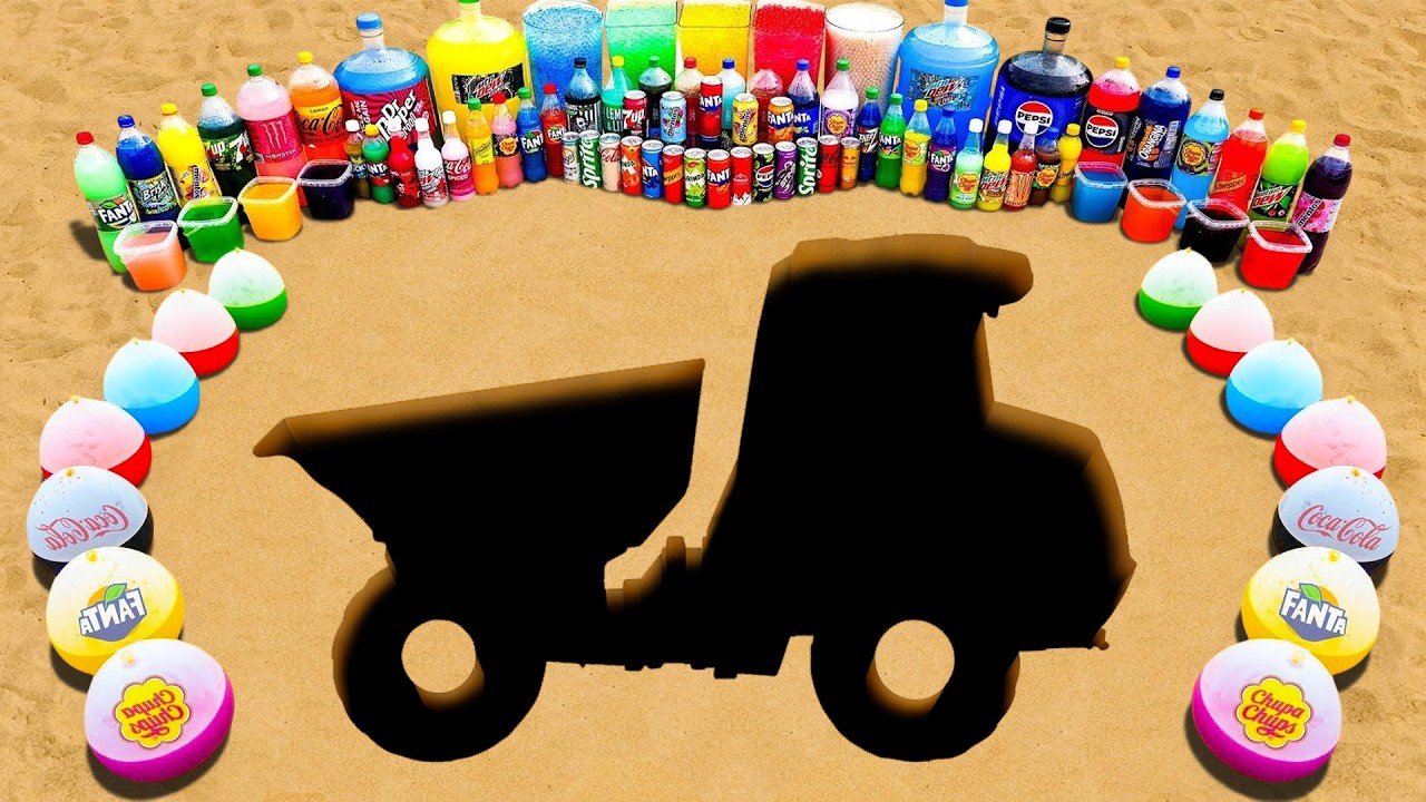 How to make Giant Truck with Big Orbee, Balloons Fanta, Popular Sodas, Mtn Dew, Coca Cola vs Mentos