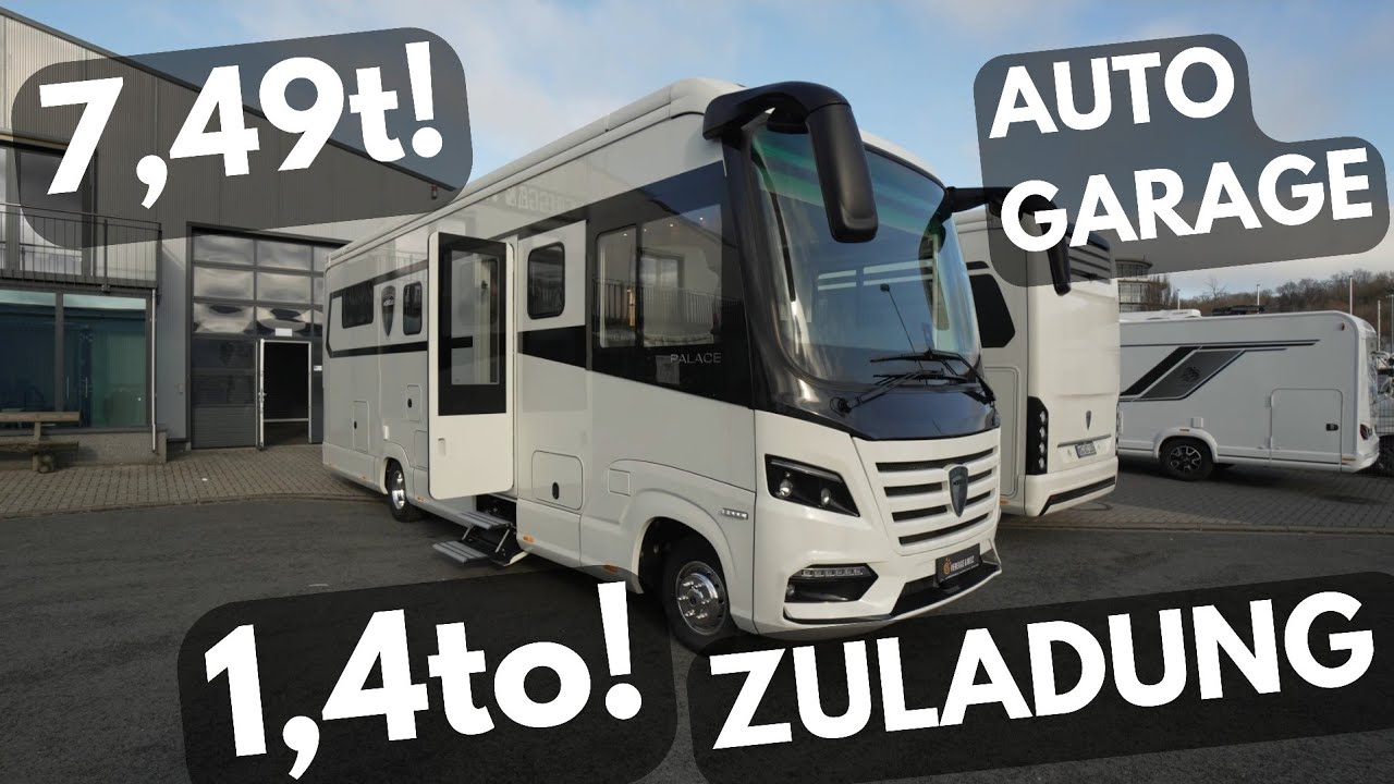 CAMPING WOHNMOBIL unter 7,5t mit 1,4t ZULADUNG! Morelo Palace 88 GQ. Mit Auto-Garage und Bus-Feeling