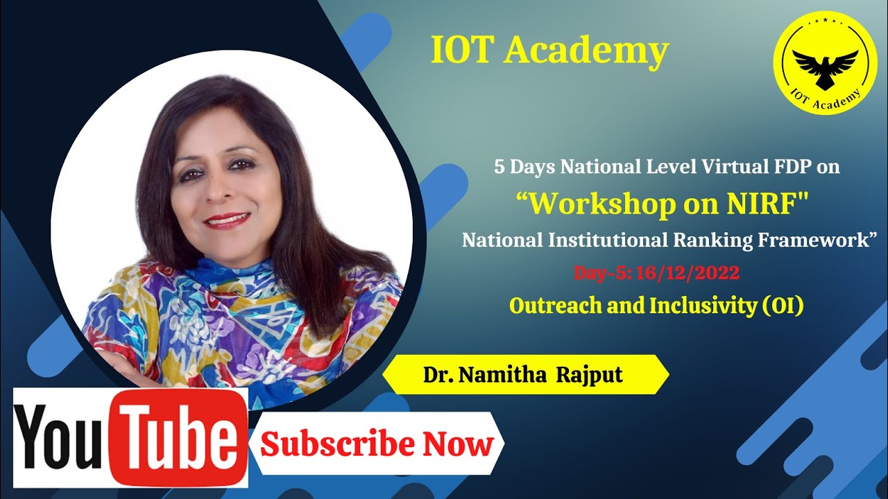 NIRF &ldquo;Workshop on NIRF &ndash; National Institutional Ranking Framework&rdquo;
