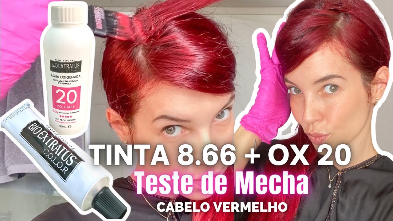 TESTANDO A COR 8.66 + OX 20 no Retoque da Raiz do Cabelo Vermelho | Nathi Blog