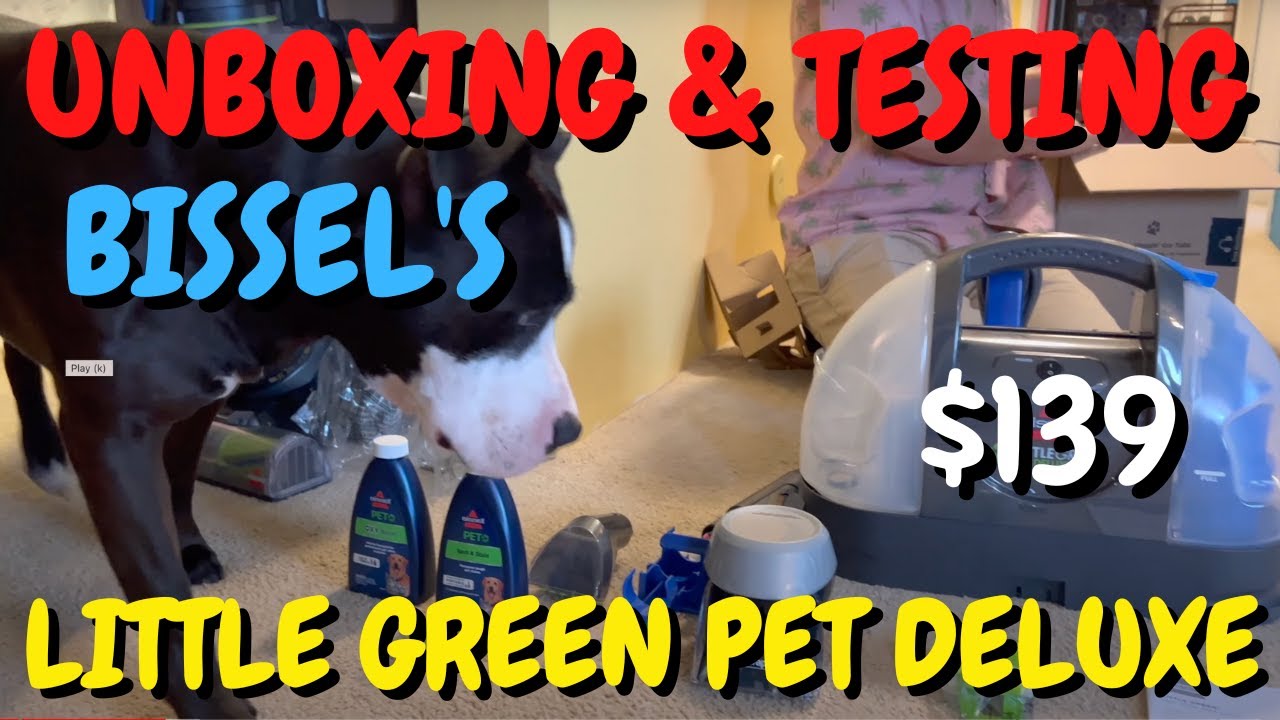 Unboxing BISSELL Little Green Pet Deluxe Portable Carpet Cleaner: Trying It On Dog Pee & Paint Stain
