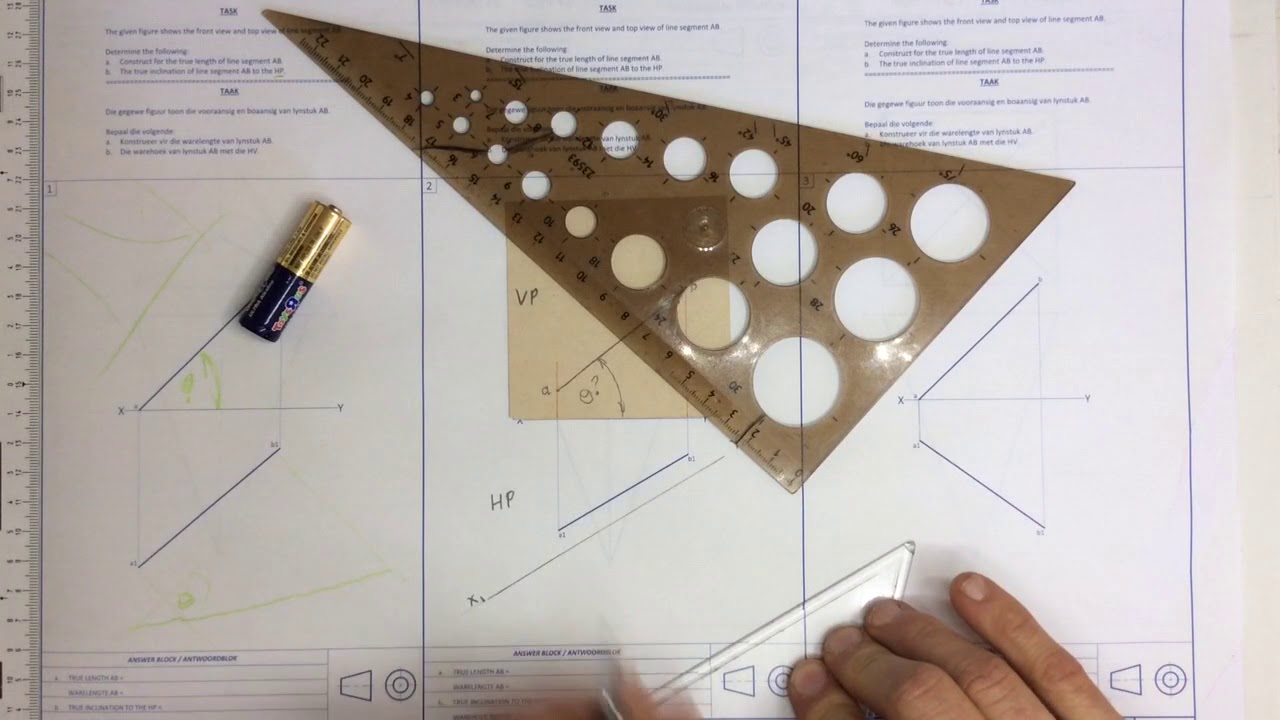 True angle of inclination descriptive geometry