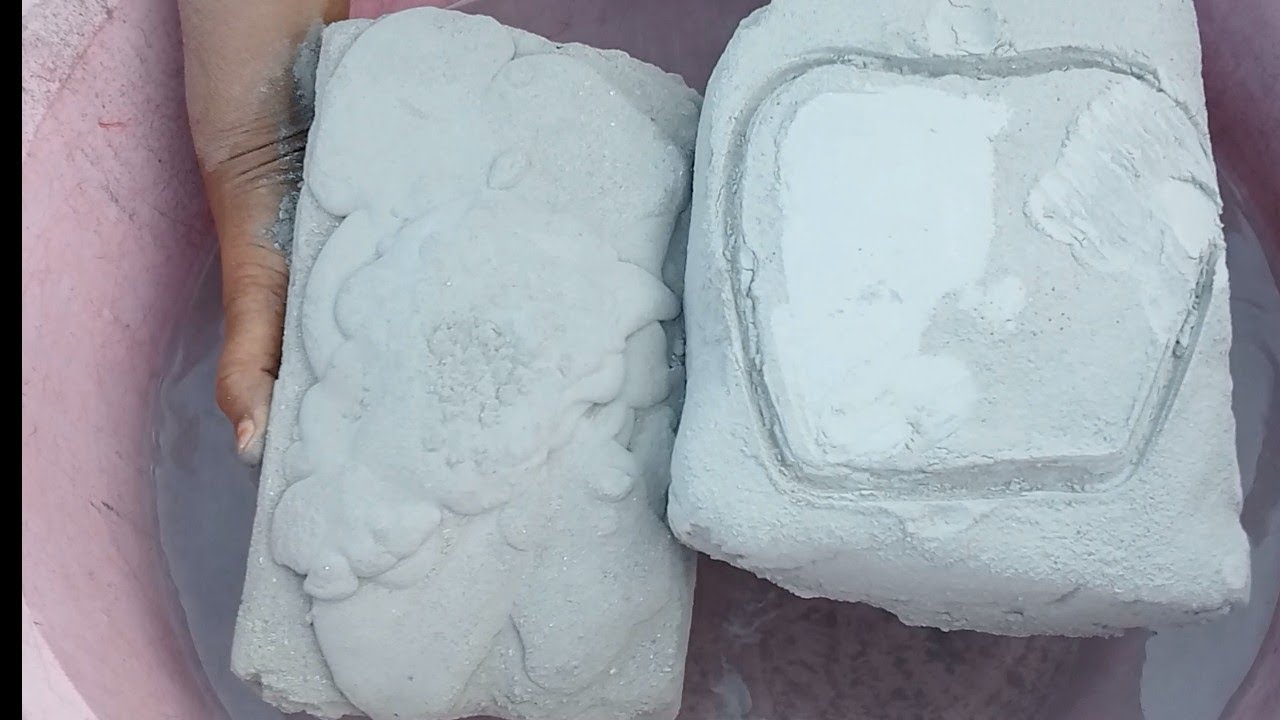 ASMR very soft sand and pure silky paste play dusty Big chunks dipping crumble in 🌊🥶
