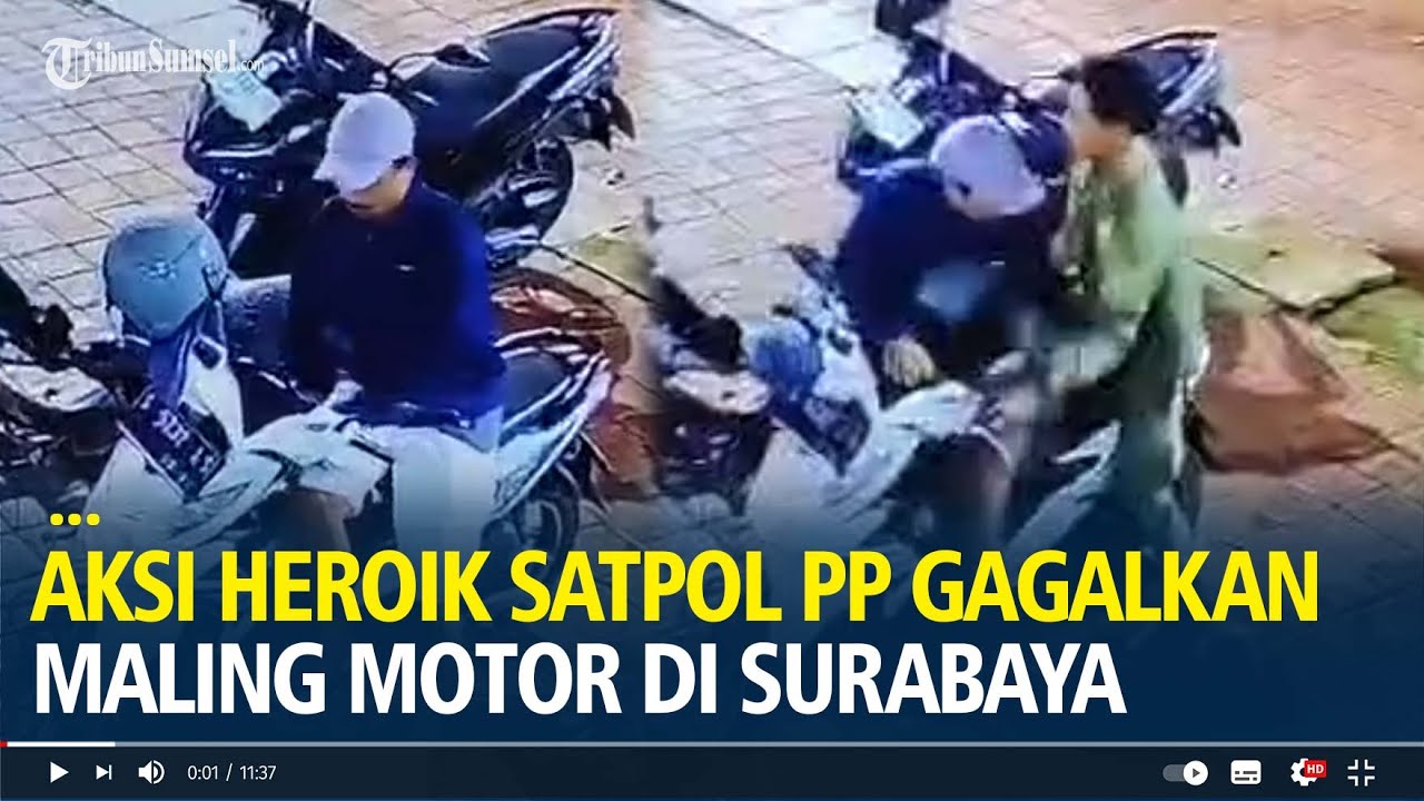 Aksi Heroik Satpol PP Gagalkan Maling Motor di Surabaya, Dipantau Lewat CCTV
