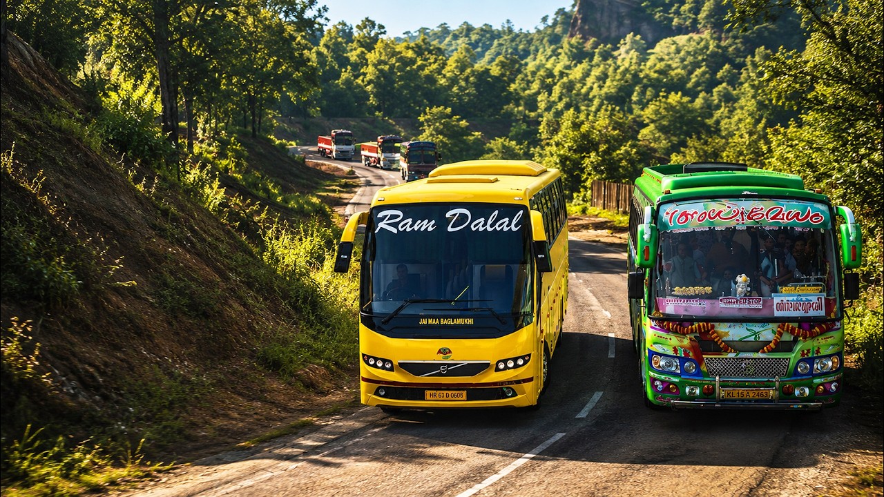 B11r Volvo Bus in India | Heavy Traffic on Highway
