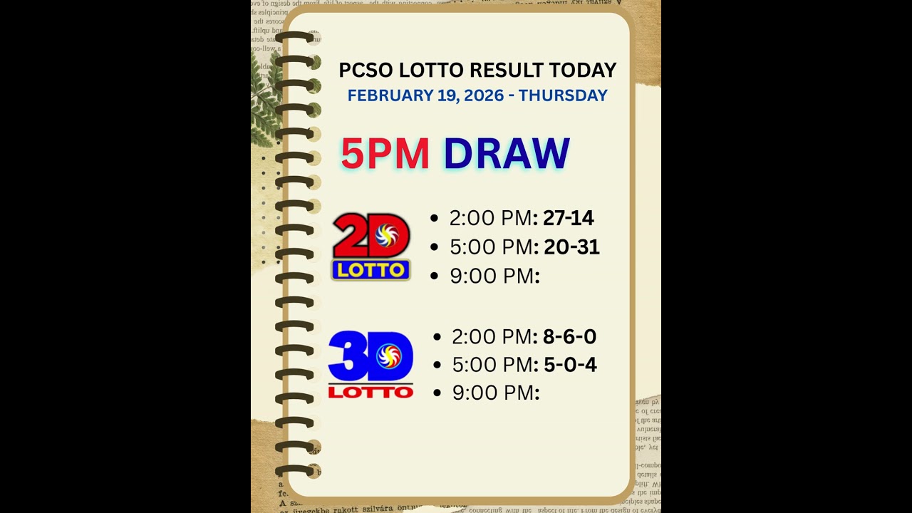 Lotto Result Today 5PM - 19 FEBRUARY 2026 THURSDAY #2dlotto #3Dlotto #lottoresult #lotto