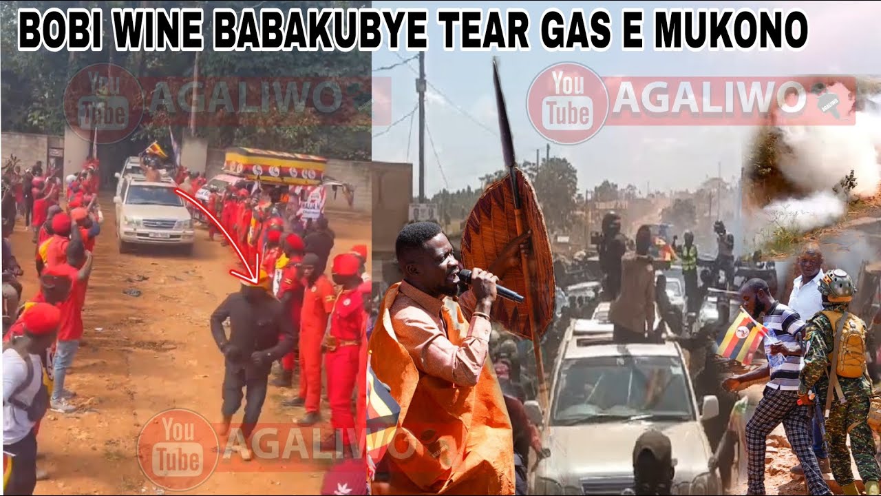 TEAR GAS E MUKONO BOBI WINE BA FOOT SOLDIER BAKIMUKOZE. BAMUKUBIDDE SALUTE.. LABA AKATAMBI