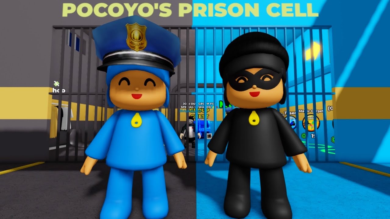 POCOYO POLICE VS THIEF PRISON RUN! (Obby) #roblox