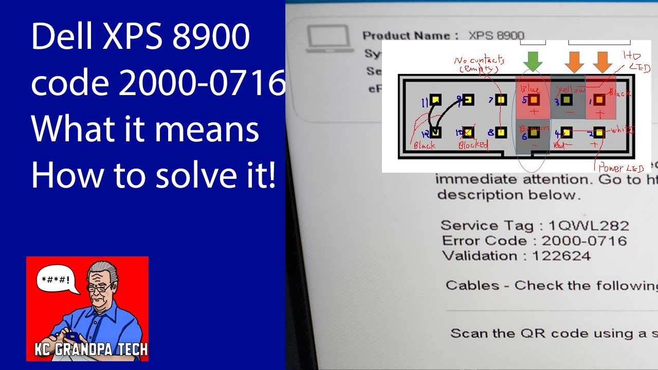 Dell error code 2000-0716  XPS 8900 power switch failure solved