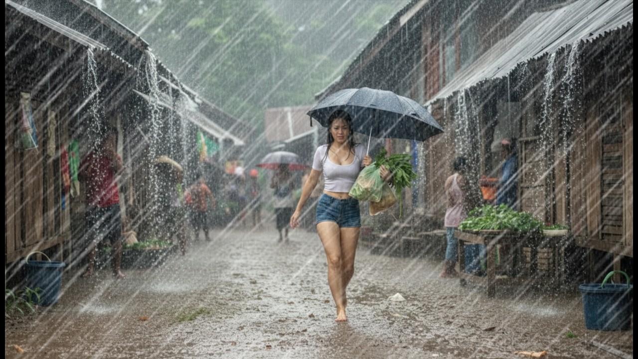 SHOCKING STORM in Indonesia!🌧️Torrential Rain & Thunder Hit My Quiet Village | Rain Sounds for Sleep