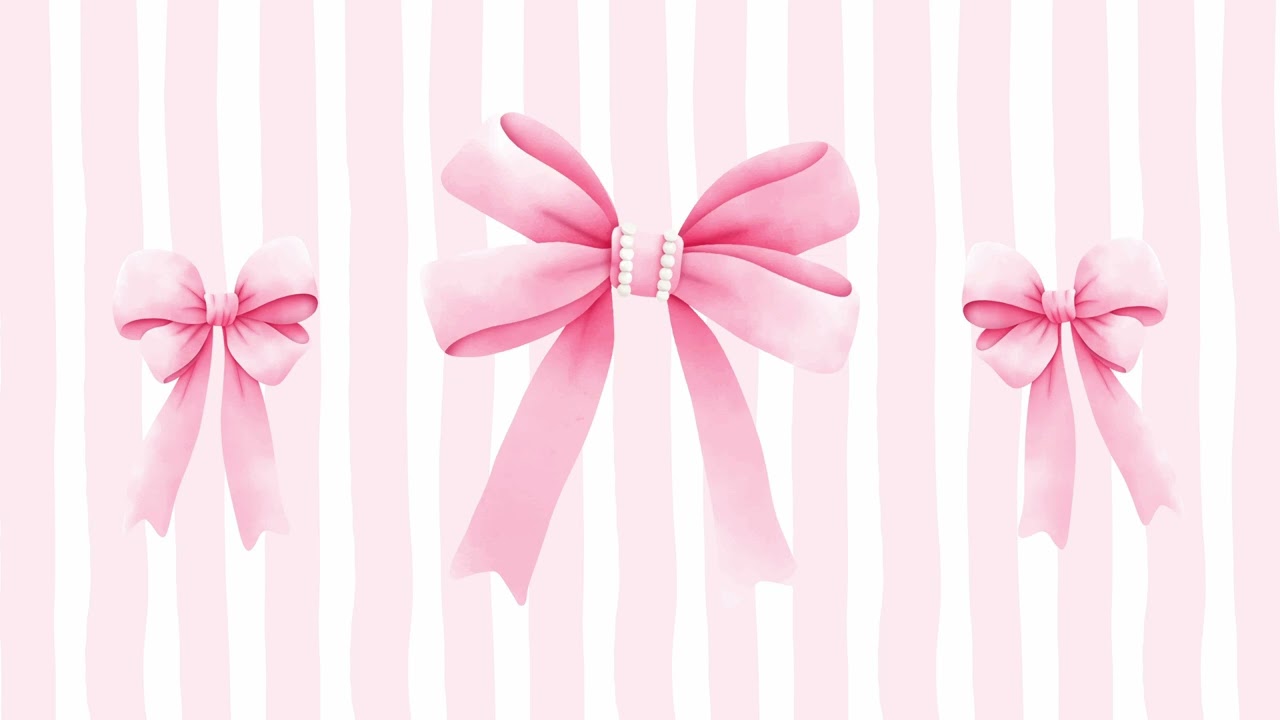 Coquette aesthetic screensaver | Pink bow wallpaper | Trendy stripe background | Art for your tv 2hr