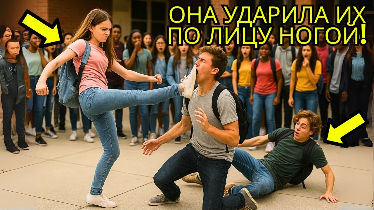 ХУЛИГАНЫ ПОПЫТАЛИСЬ УДАРИТЬ ДЕВУШКУ, НЕ ПОДОЗРЕВАЯ, ЧТО ОНА — ЖЕСТОКИЙ БОЕЦ