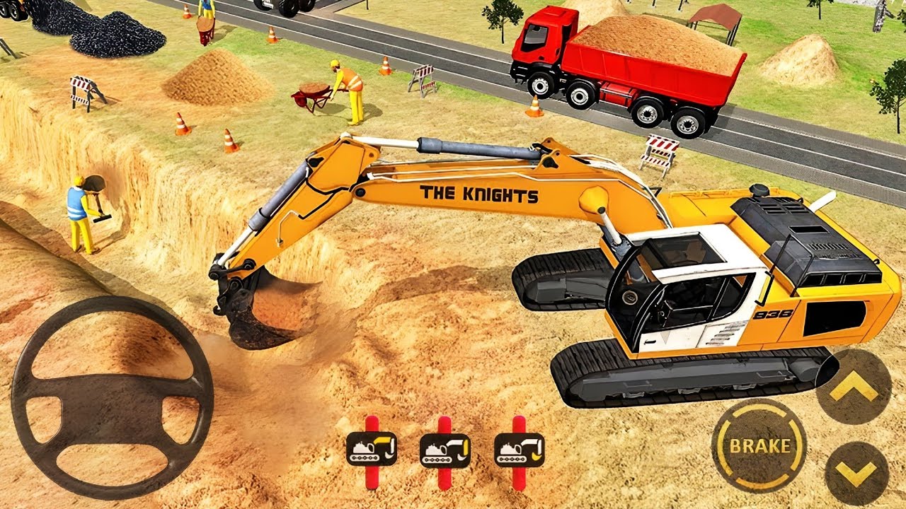 JCB Excavator Dumping Sand at Construction Site #3 - City Park Installation Game - Android Gameplay