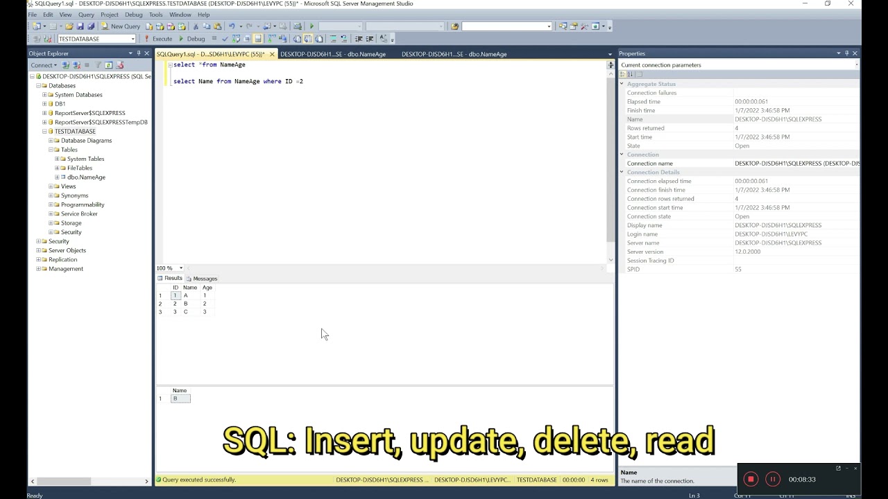 SQL with Wincc: Insert, Update, delete, read