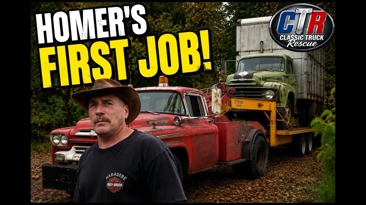 Homer's FIRST Rescue! Moving a Huge 1955 International to Classic Truck Ranch