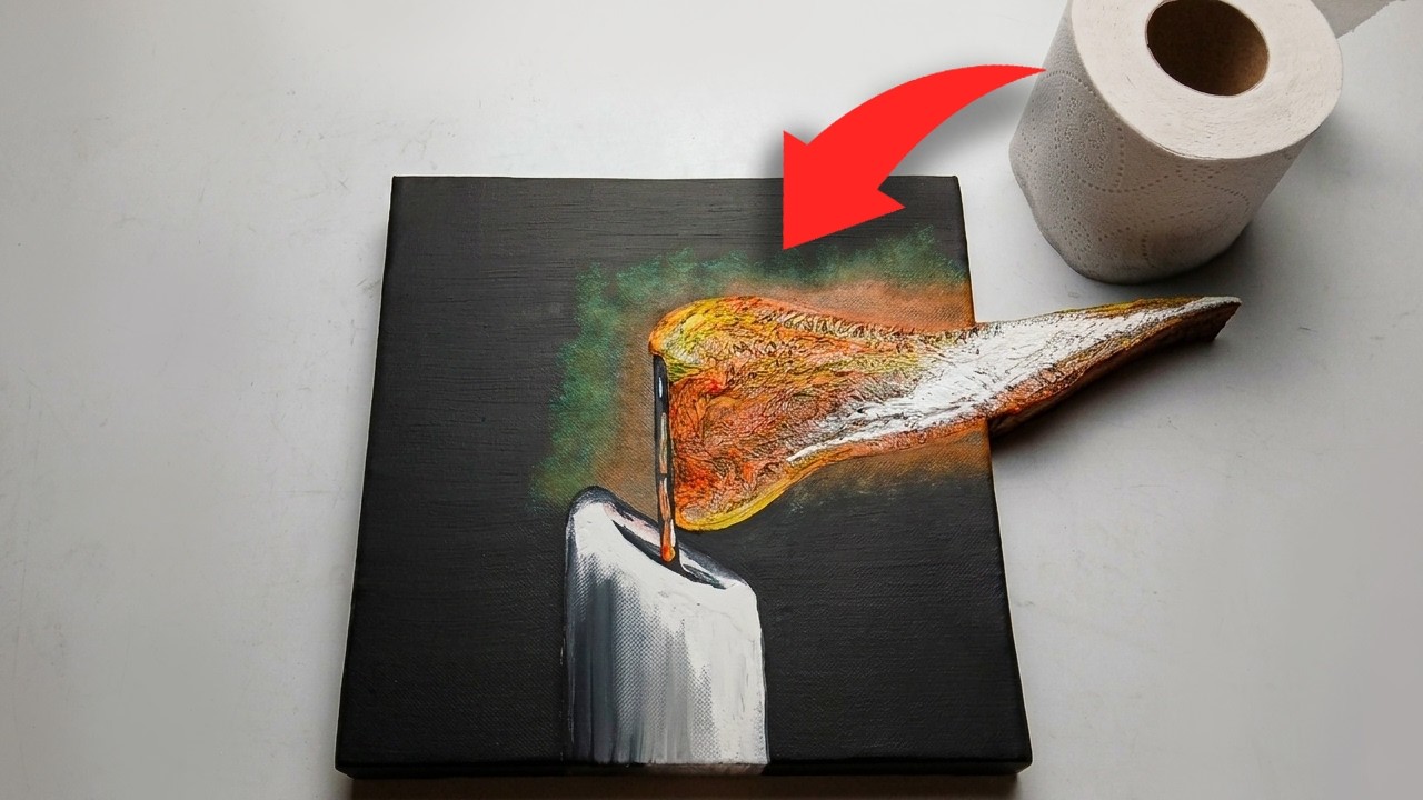 How to Paint a 3D Textured Candle with Toilet Paper