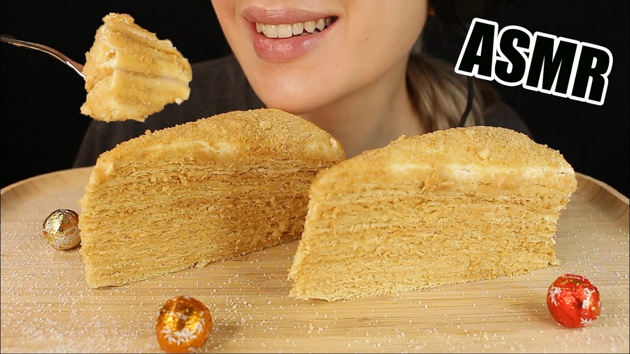 ASMR RUSSIAN HONEY LAYER CAKE MEDOVIK Медовик | MUKBANG EATING SOUNDS No Talking 먹방 | Kasmia ASMR