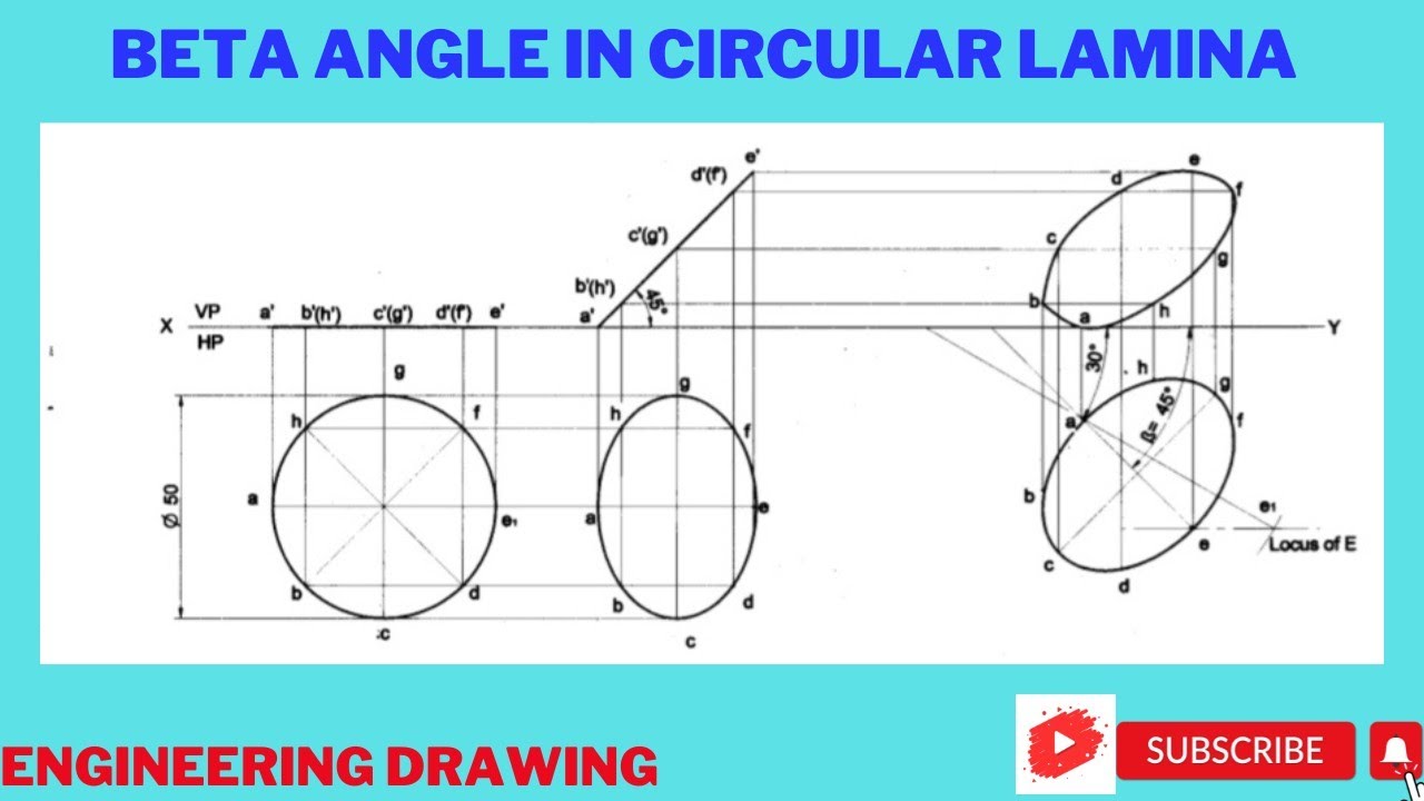Beta angle problem in Circular lamina Engineering Graphics/ Engineering Visualization