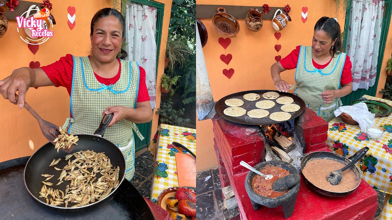 Receta Tradicional De Michoacán Salsa de Charalitos y Gorditas de Frijol