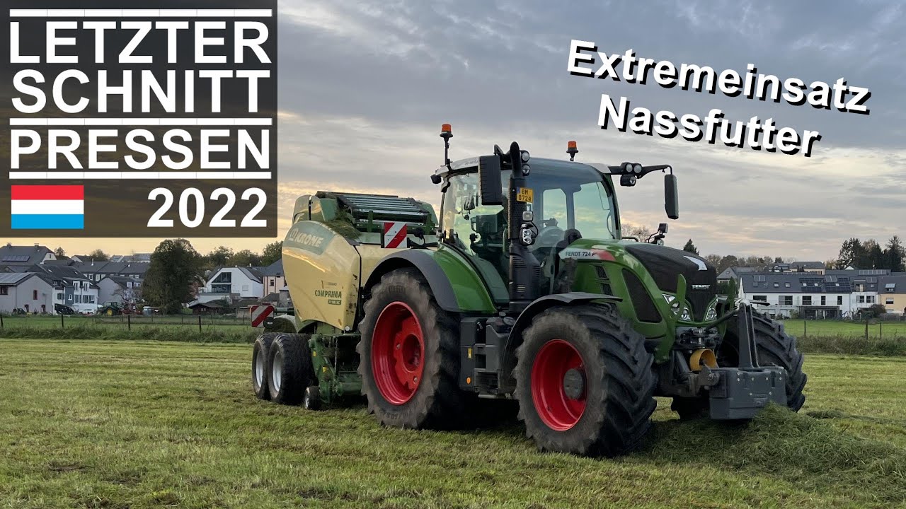 Letzter Schnitt pressen | Fendt 724 Vario & Krone Comprima V 180 XC | Luxemburg 2022