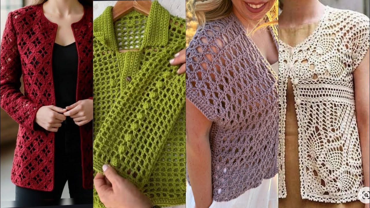 Outstanding and Elegant crochet handknit vest jacket blouse top pattern designs ideas for women 