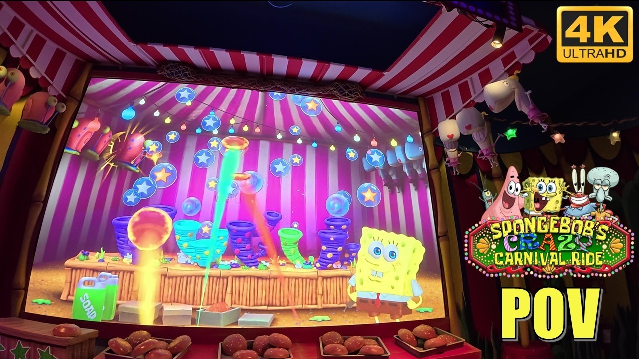 SpongeBob's Crazy Carnival Ride POV (4K 60FPS), Land of Legends Shooting Dark Ride | Non-Copyright