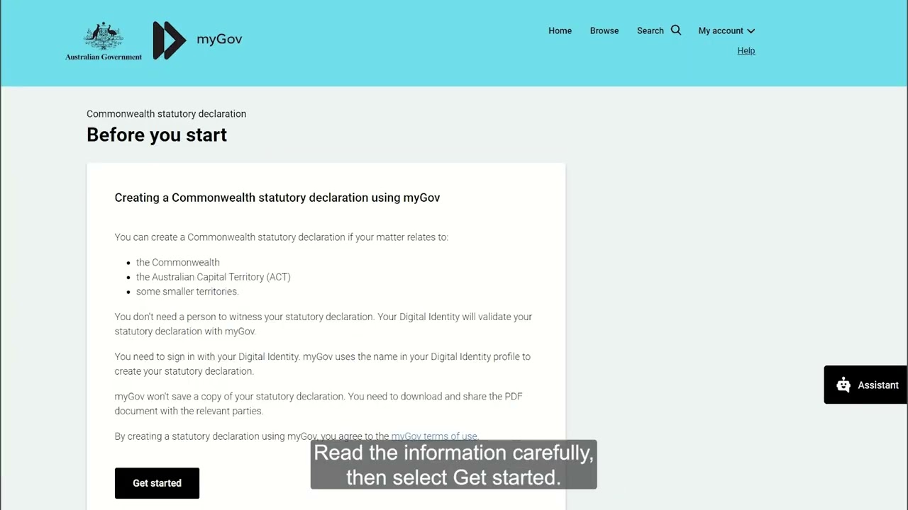 Create a digital Commonwealth statutory declaration in myGov - video tutorial