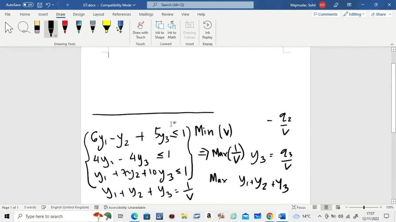 Game Theory Mixed Strategies : Solving m x n Matrix using LPP where m , n bigger than 2