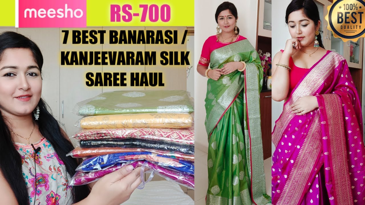 How to Style Traditional Banarasi Silk,Kanjeevaram Silk Saree | Meesho Shopping Haul #Meesho