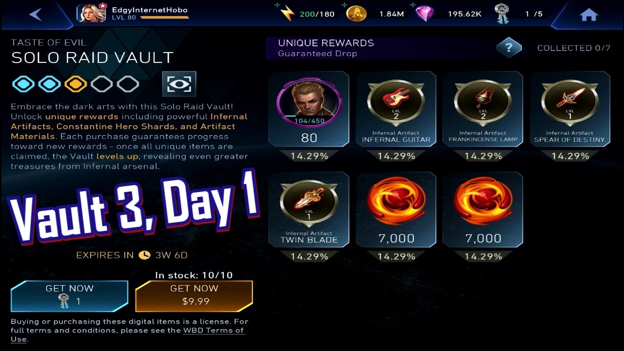 Хранилище 3 в первый день, 9 очков в первый день и руководство по боссу Рейвен | Injustice 2 Mobile