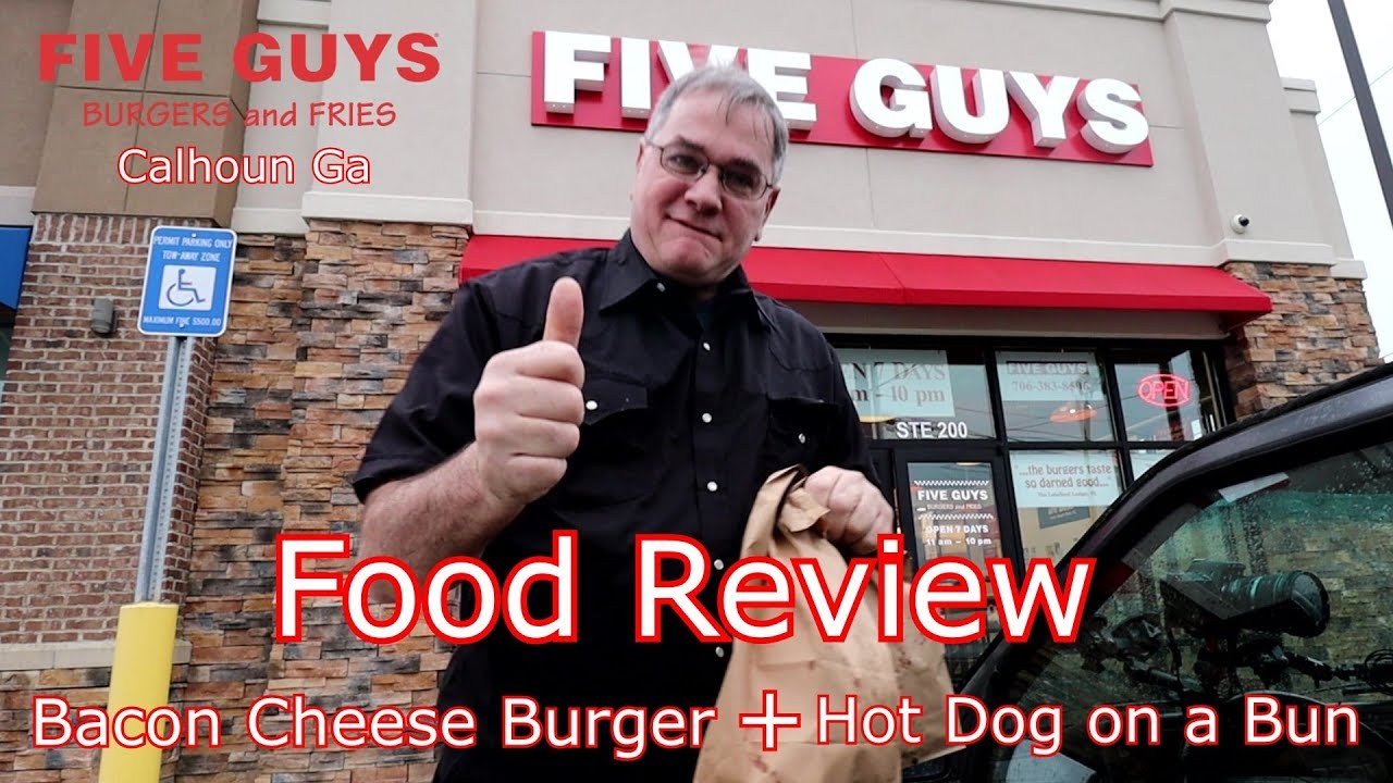 Five Guys Bacon Cheese Burger | Hot Dog on a Bun | Food Review Muckbang🍔🍟🍕🌭